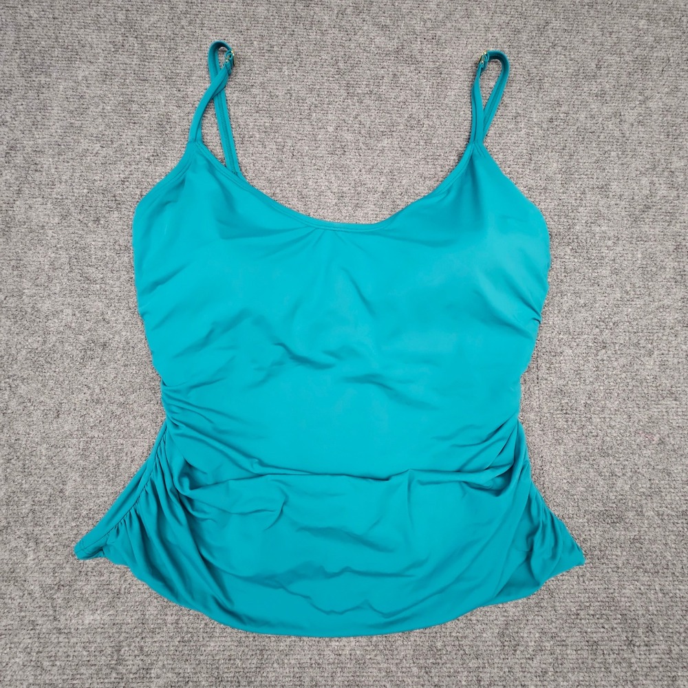 Bleu Rod Beattie Womens Tankini Top Ruched Underwire Swimwear Ocean Blue‎ 18W